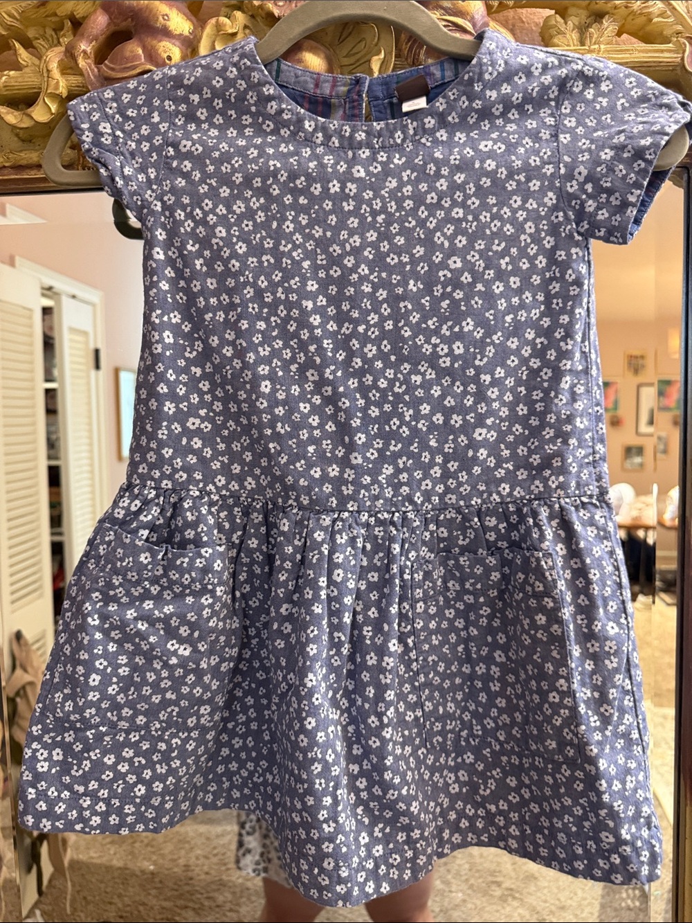 TEA collection Chambray flower print dress with pockets